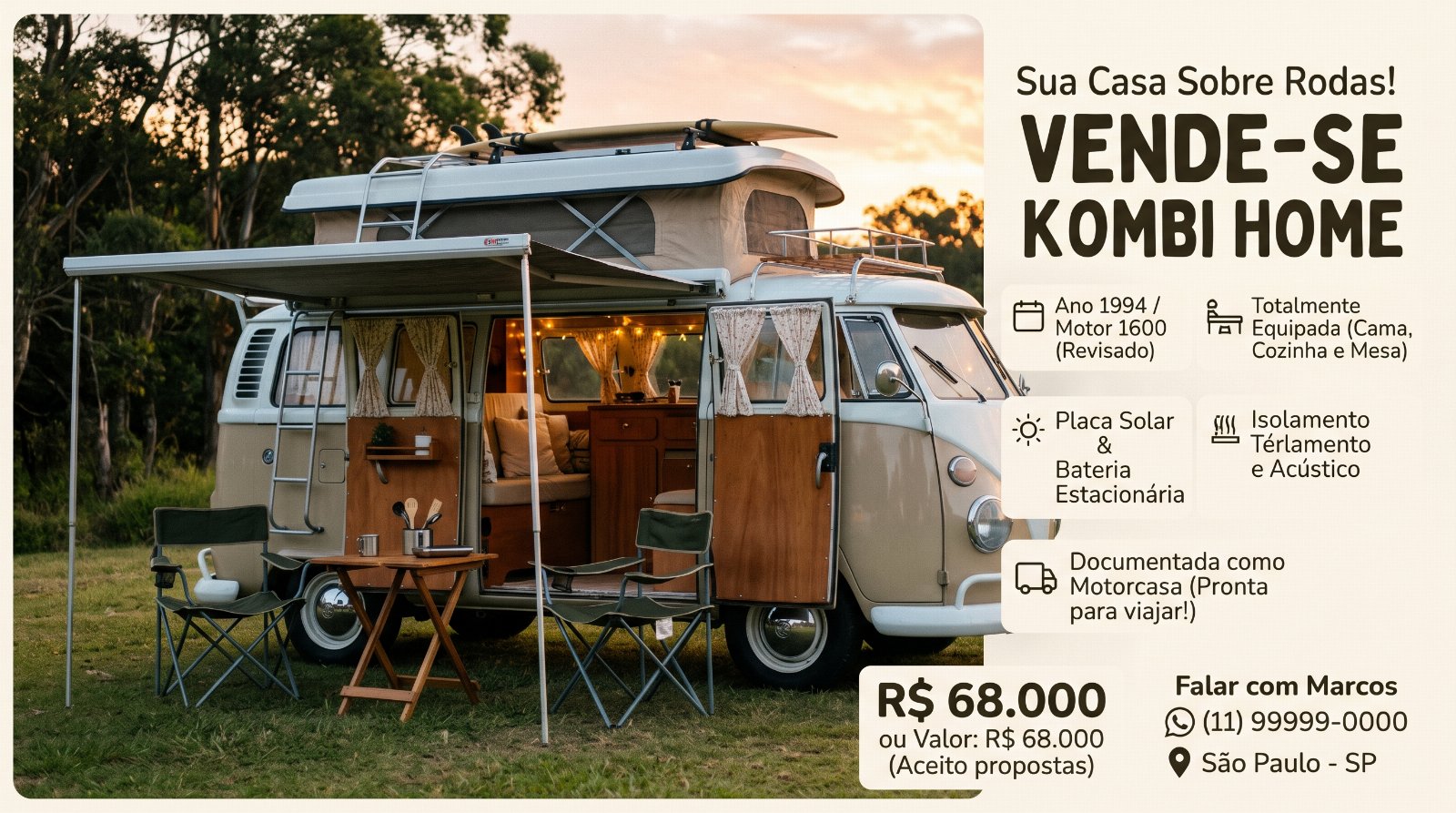Kombi Home 1994 – Pronta para Viajar!
